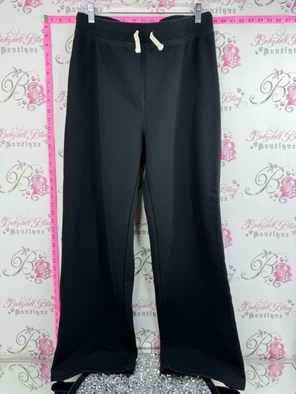 Lands' End Wide-Leg Pants with Cream Drawcord Black, smooth, comfy,